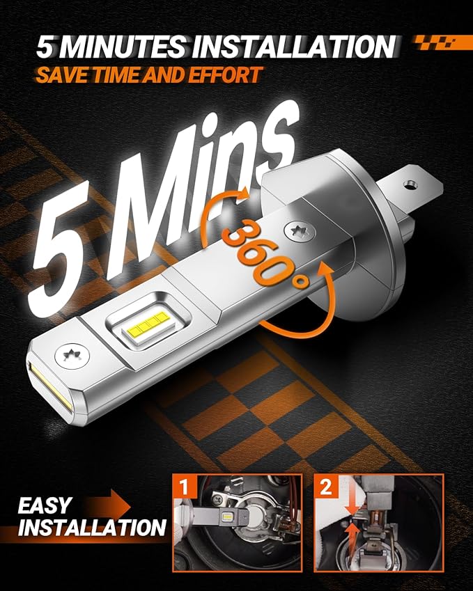SEALIGHT H1 Bulbs 30000LM Super Bright, 1:1 Size Stock S6 H1 Light No Adapter Required No Cordless, 6500K Cool White Hi/Lo Bulbs, Plug-N-Play, Driving Fog Spot Light Assemblies, Pack of 2