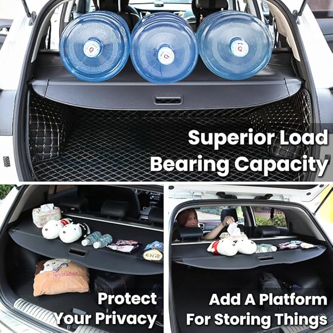 Trunk Cargo Cover for Chevy Chevrolet Equinox GMC Terrain 2018 2019 2020 2021 2022 2023 2024 2025 Retractable Rear Trunk Cargo Luggage Security Shade Cover Shield Waterproof Upgraded Version (Black)