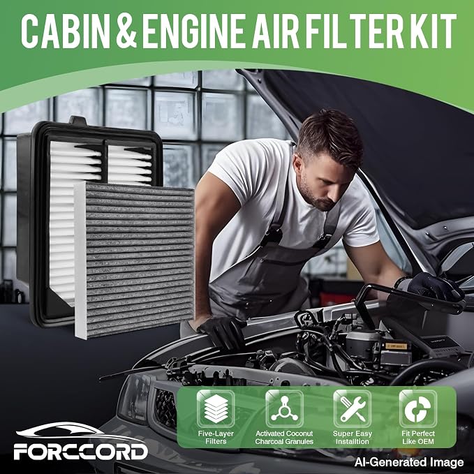 Engine & Cabin Air Filter Fit for Honda Accord (2014-2015 2017-2022) 2.0L Hybrid Naturally Aspirated Only Activated Carbon Cabin Filter Replace#CF10134 CA11399 Car Accessories
