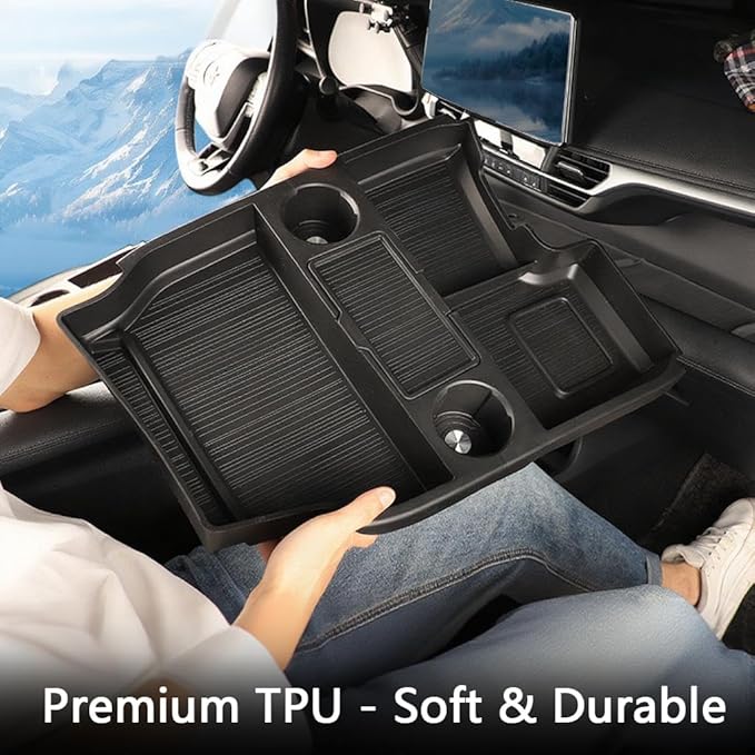 JYCDC Lower Center Console Organizer Compatible with Toyota Sienna 2021–2026, Under Bridge Storage Tray with Cup Holders, Floor Insert Box Interior Accessories (Center Console Organizer)