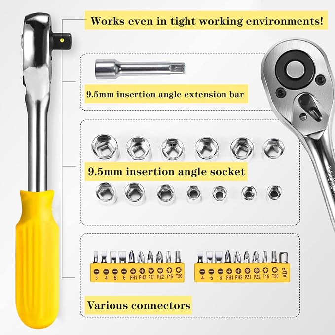 Liakai 168 Piece Socket Wrench Auto Repair Tool Combination Package Mixed Tool Set Hand Tool Kit with Plastic Toolbox Storage Case