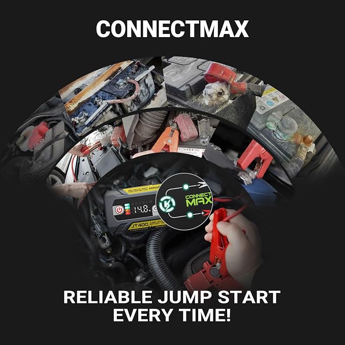 LOKITHOR JT400 12V Jump Starter and Battery Tester 2-in-1, 2500A Battery Jumper Starter Portable for Up to 8.5L Gas & 6.5L Diesel Engines, 100-2000 CCA Load Capacity Automotive Load Tester (Yellow)