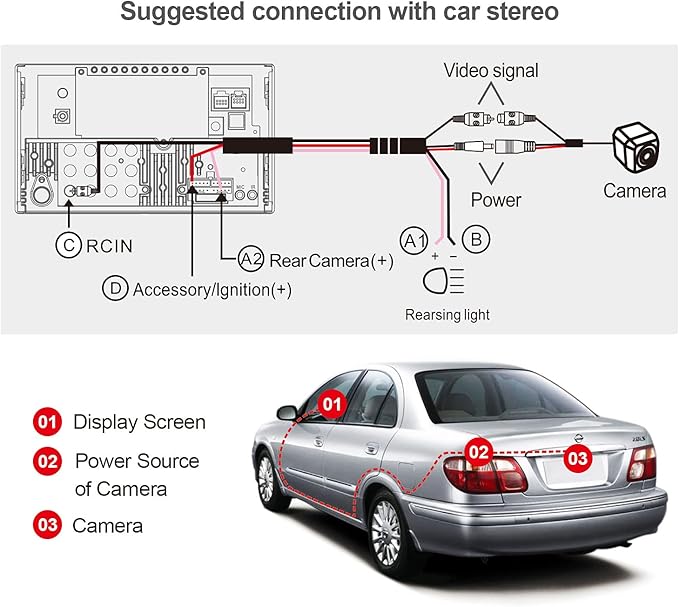 ATOTO AC-HD03LR 720P Rearview Backup Camera (180° Wide-Angle), for ATOTO A6PF/PL/PP,S8 Models(Not for S8 MS/UN/PN/GEN4),VSV (Virtual Surround-View) Parking,LRV (Live Rear-View),Night Vision&Waterproof