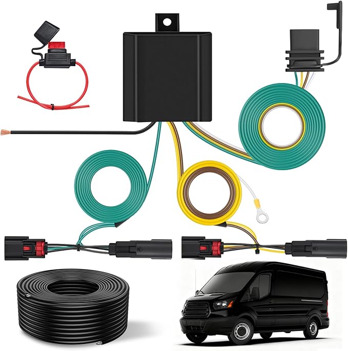 Nilight 4 Pin Trailer Wiring Kit 56327 Vehicle Standard 4 Way Connector Custom for 2015 2016 2017 2018 2019 2020 2021 2022 2023 2024 Ford Transit-150, Transit-250, Transit-350, E-Transit Hitch