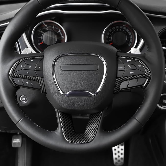 Jimen Fit for Dodge Charger 2015-2023, 12PCS Interior Trim Kits - Center Console Dash Panel, Air Conditioning Control Panel, Gear Shift Cover, Headlight Switch Frame (Carbon Fiber)