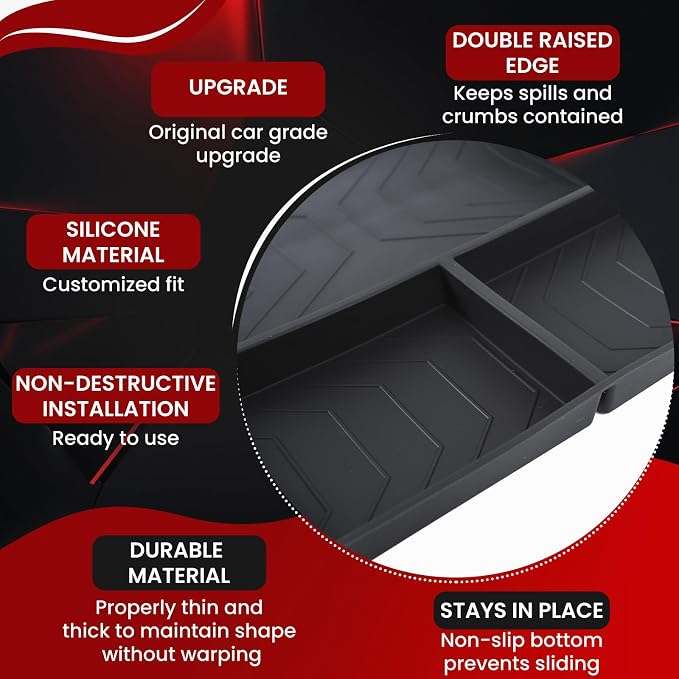 PIUGILH Center Console Organizer Lower Tray Compatible with Land Rover Defender 90 110 130 2025, Silicone Lower Center Console Tray Interior Storage Box