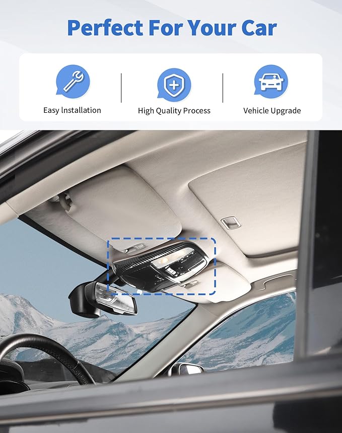 Roof Reading Light Cover Trim Fit for 2011 + Dodge Charger/Durango/Chrysler 300 Interior Accessories Carbon Fiber Reading Lamp Decals Cover Trim Sticker Kit (B)