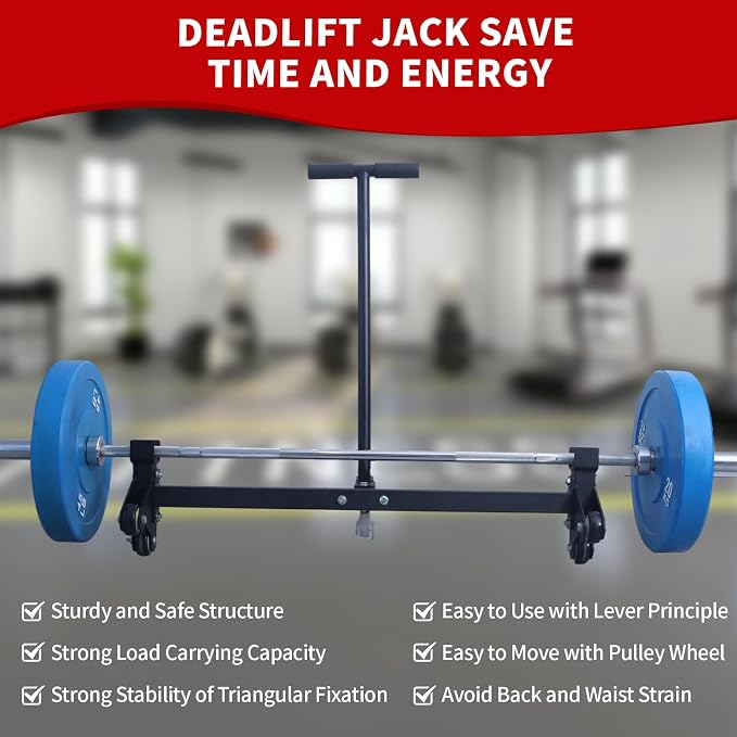 Deadlift Jack Barbell Stand with Wheels 900lb Capacity Convenient to Replace Weight Plates for Deadlift Weightlifting Training,CrossFit & Home Gym