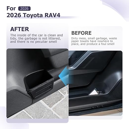 LUWU Car Trash Can for 2026 Toyota RAV 4 Waterproof Silicone Material Auto Garbage Bin, Portable Door Mount Trash Bin with Lid, Interior Accessories for RAV 4 2026 2-Pack