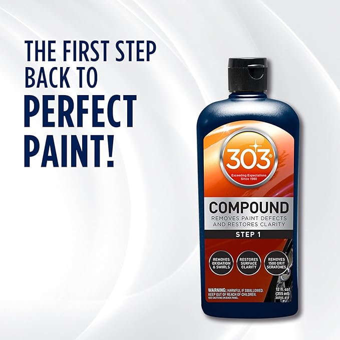 303 Products Compound - Removes Paint Defects and Restores Clarity - Removes Oxidation and Swirls - Restores Surface Clarity - Removes 1500 Grit Scratches (Step 1), 12 fl. oz. (30705)