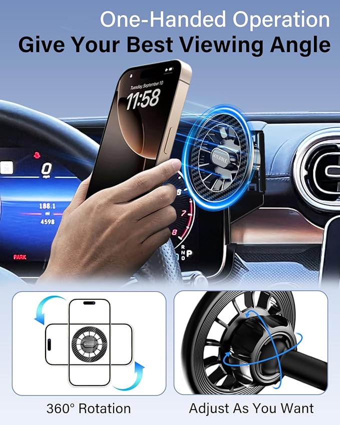 Magnetic Phone Mount for Mercedes Benz GLC 2023-2026 C-Class 2022-2026 Accessories 12.3-Inch Screen Fixed Clip, Cell Phone Base Automobile Cradles Magnets Phone Holder Compatible with MagSafe