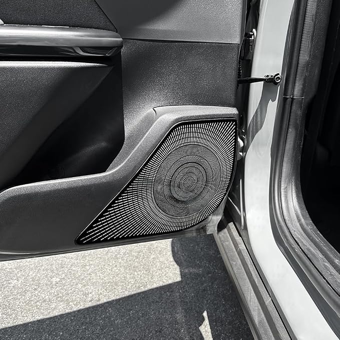 Stainless Steel Chrome Car Interior Door Speaker Cover Trim Speaker Frame Protective Sticker Compatible with Kia K4 2025 2026 Accessories (Black Style)