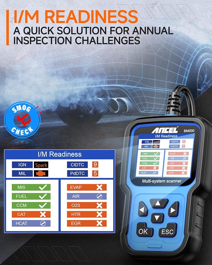 ANCEL BM500 OBD2 Scanner for BMW & MINI, Simplified Battery Registration, EPB, Oil, Throttle, PCM Resets, I/M Readiness, Full System Diagnostics for Engine, Transmission, ABS, SRS, DSC & More