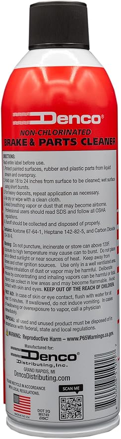 DENCO DISTRIBUTING, INC. #1930-50 Brake & Parts Cleaner Spray, 50-State Compliant, Non-Chlorinated, Fast-Drying Degreaser, Low Odor Aerosol, 15.3oz (13oz net wt) (Pack of 1)