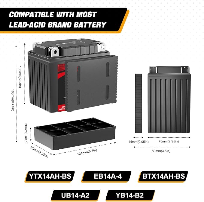 YTX14AH Lithium Motorcycle Battery, 12V 4Ah 240 CCA 2.8 lbs Lightweight, Powersports Replacement for ATV UTV Scooter Generator，Compatible with Polaris Sportsman 570 Ranger 500 Kawasaki