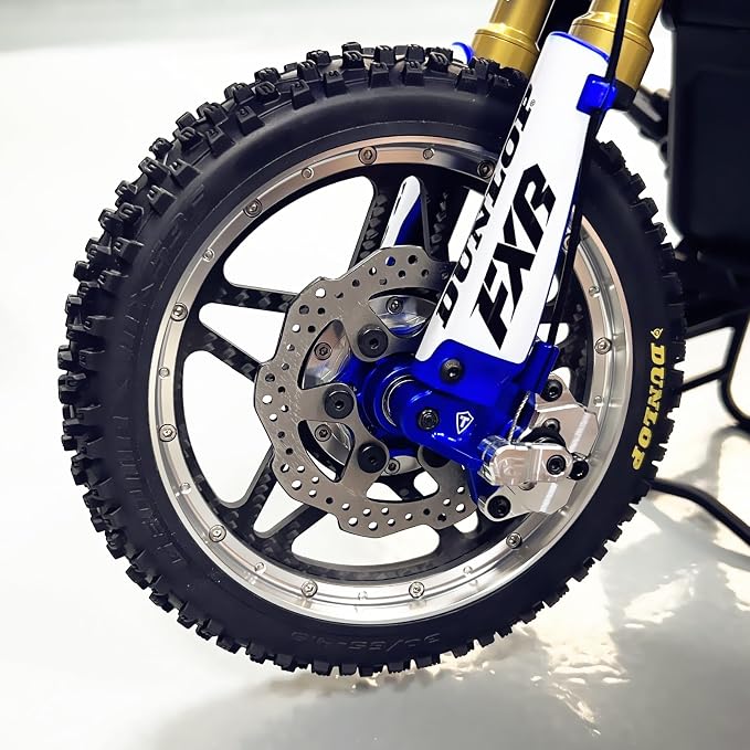 TREAL Losi Promoto MX Front and Rear Wheels(2P), CNC Machined Aluminum w Carbon Rims for Losi 1/4 FXR Motorcycle(Silver)