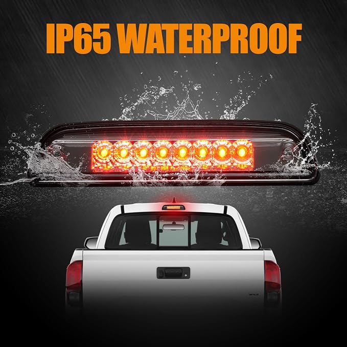 Third 3rd Brake Light LED for 1995-2015 Toyota Tacoma, High Mount Rear Brake Lights Assembly for 95-15 Tacoma, Waterproof Center Cab Lamp Stop Light (Smoked Lens)