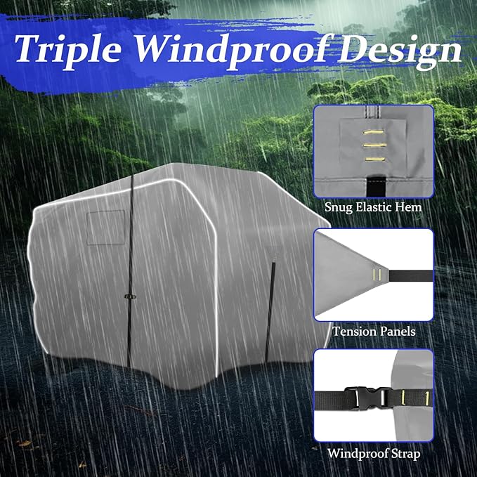 ATV Covers Waterproof Outdoor Heavy Duty, ATV Cover 600D UV Resistant Tear Proof with Windproof Straps Elastic Hem, Universal Quad Cover with Reflective Strips Bag, 85" L x 50" W x 42" H, Gray