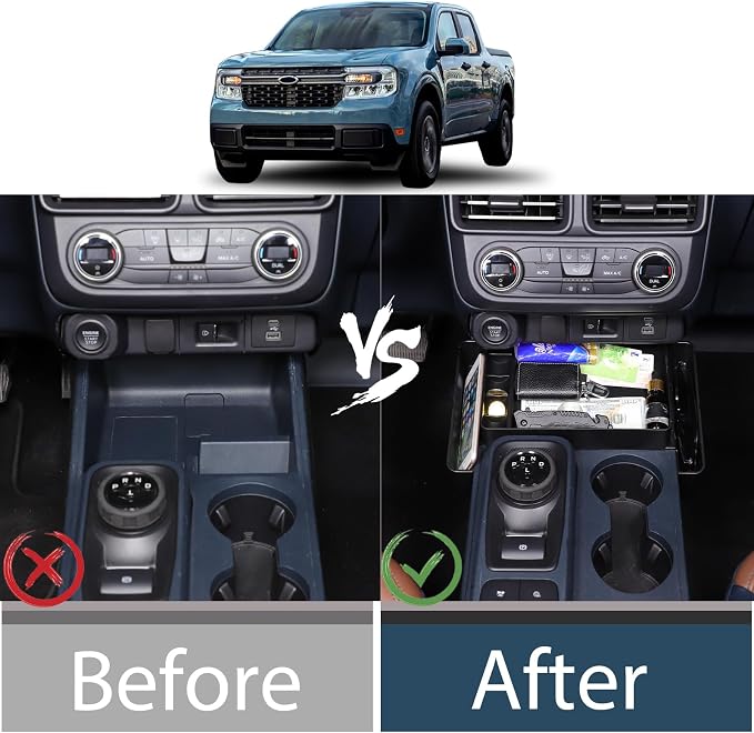 Lcojicep Center Console Gear Shift Organizer Storage Tray Compatible with Ford Maverick 2022-2024 Central Control Side Storage Box Gear Shifter Console Organizer Tray，Interior Accessories