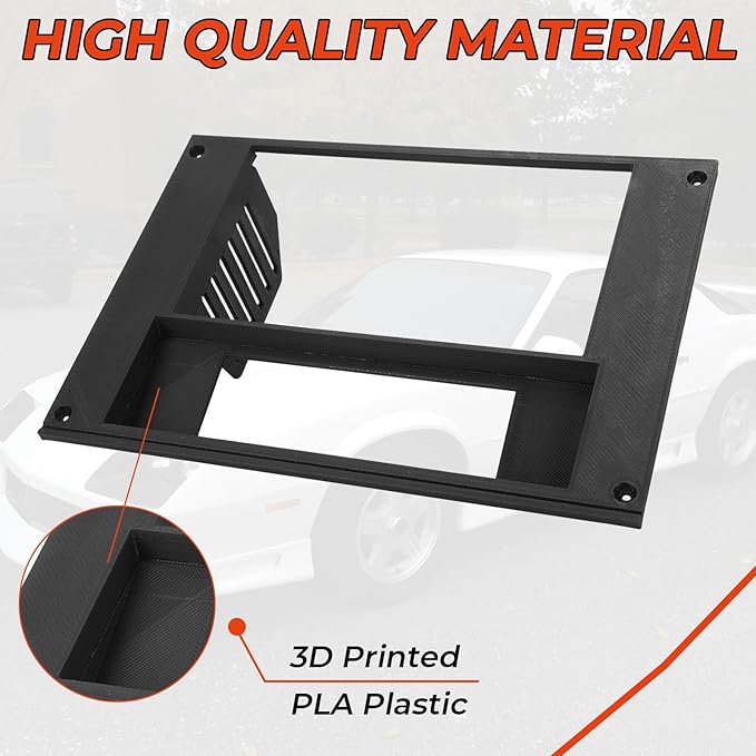 AUTOVIC Radio Bezel Reversed HVAC Controls with Radio Bracket for 3rd Gen Camaro 1982-1992, 3D Printed Double Din Radio Dash Kit Black