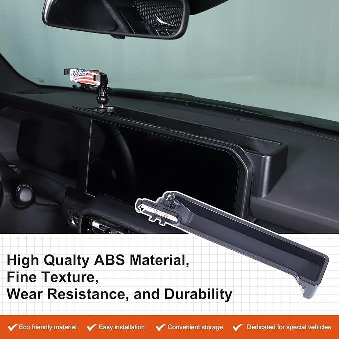 Car Center Console Dash Organizer with Phone Holder Compatible with Toyota Land Cruiser 250 Prado LC250 J250 2024 2025,ABS Dashboard Tray Storage Box Interior Accessories (Phone Mount Holder C)