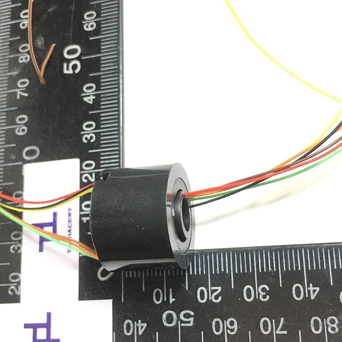 Taidacent Hollow Electrical Slip Ring 2/4/6/12 Wires Collector Ring Conductive Motor Electrical Contact Rotating Connector (6 Wires 1.5A Inner Hole 7mm Outer Diameter 22mm)
