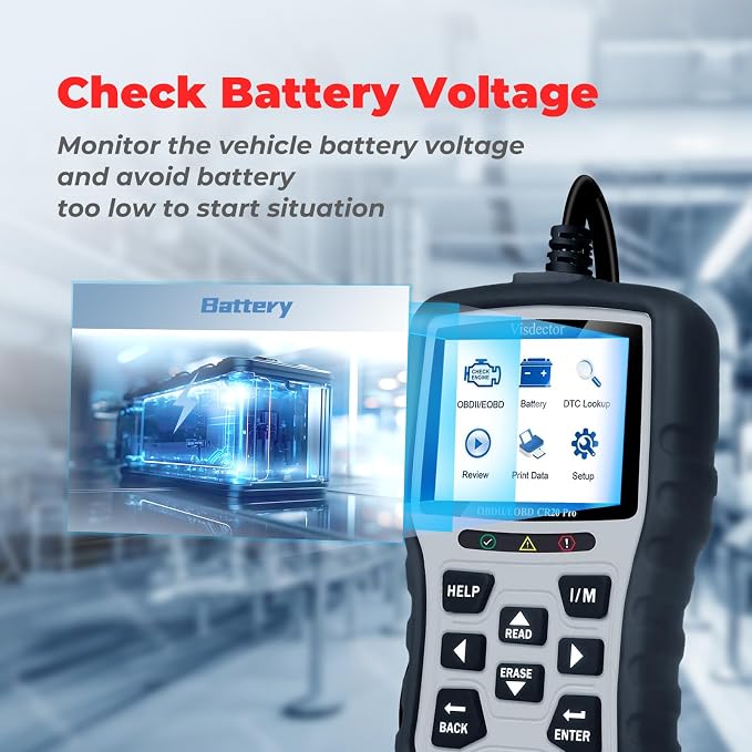 CR20 Pro Enhanced Universal OBD2 Scanner Car Code Reader Check Engine Fault Reader to Turn Off CEL Light, Read & Clear DTCs, Data Graphing, Voltage Test, Silver/Black
