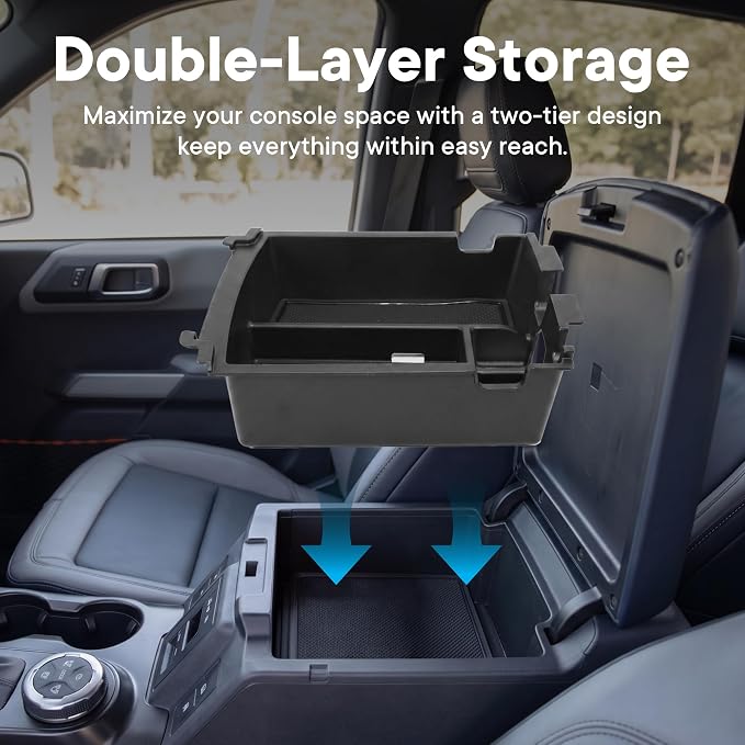 Center Console Organizer for Ford Bronco 2025-2026 | Fit for 4-Door, upper center console organizer tray, easy installation, interior accessories