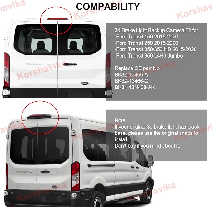 High Mount Third Brake Light Backup Camera for Ford Transit 150 250 350 350HD 2014-2018