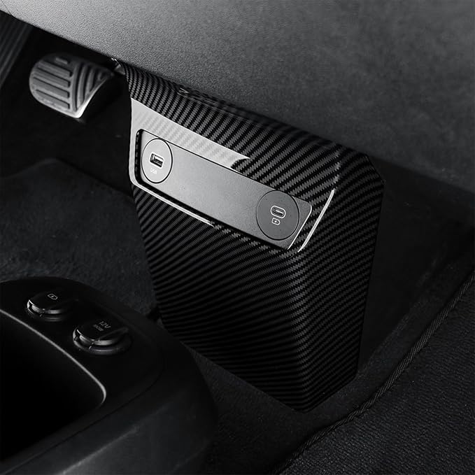 Car Central Control USB Charging Port Cover, Compatible with Kia EV6 2022-2024 Accessories (Carbon Fiber Pattern)