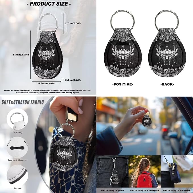 POLERO Boho Car Accessories Car Seat Covers Full Set Womens Aesthetic Mandala Floral Steering Wheel Cover Seat Belt Cover Pad Cup Holder Coasters Keychain Sets 11pcs