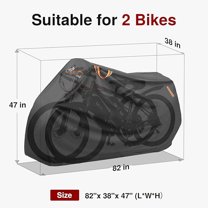 Puroma Bike Cover for Transport on Rack, 600D Waterproof Outdoor Storage Bicycle Covers for 2 Bikes on Rear Bike Rack, Heavy Duty Rain Sun UV Dust Wind Proof with Lock Hole for Car Hitch Travel