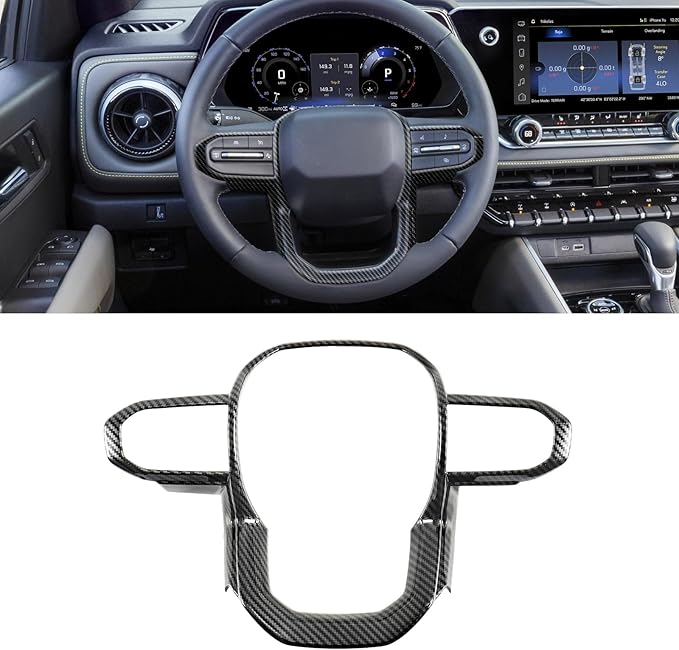 Interior Trim for Colorado Canyon 2023-2026 Carbon Fiber Gear Shift Panel with Steering Wheel Trim