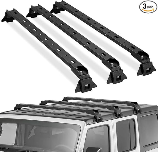 3 Crossbars 400 lbs Heavy Duty Roof Rack Crossbars for Jeep Wrangler JL JK Gladiator JT 2007-2024, (2/4 Door Hardtop)