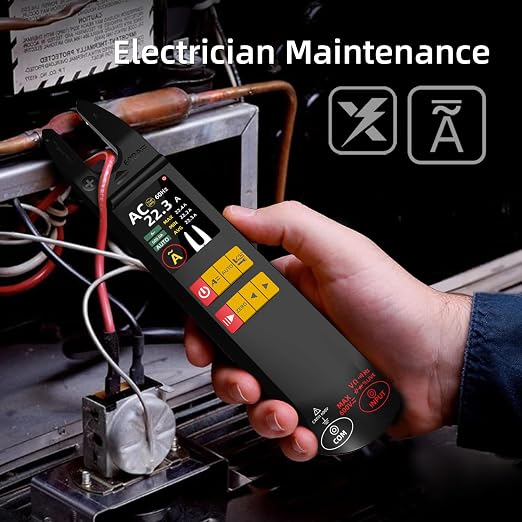 BSIDE DC AC Clamp Meter, Open-Jaw 600A with Smart, TRMS Color LCD Rechargeable Digital Multimeter, Amp Capacitance Diode Duty Cycle Ohm Hz Continuity V-Alert Live Check Voltage Tester with Flashlight