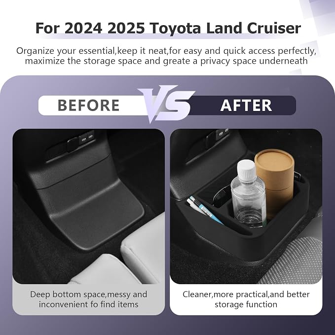 LUWU Center Console Organizer for 2024 2025 2026 Toyota Land Cruiser Accessories Armrest Storage Box Tray Rear Seat Organizer Insert Tray Silicone Material Land Cruiser 250 2025 2026 Accessories