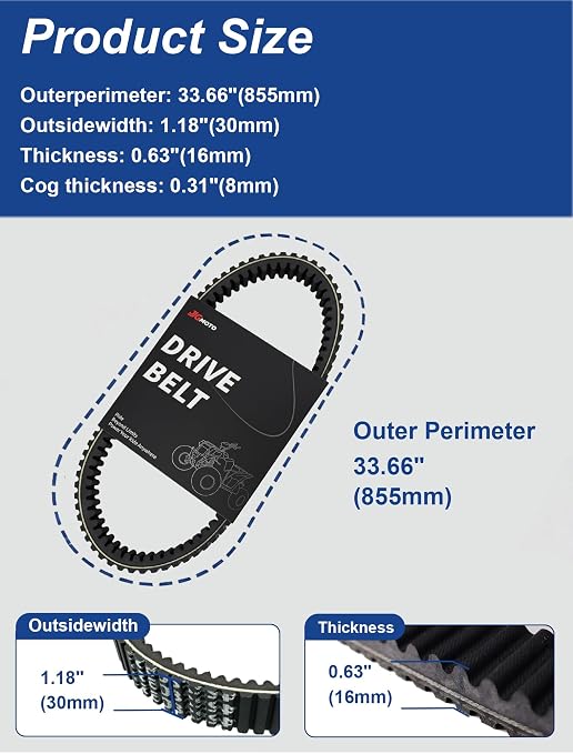 Heavy Duty Drive Belt for Kawasaki Brute Force 750 4x4i | Fit for Brute Force 750 4x4i EPS & Teryx 750 FI 4x4 / LE / Sport / Replace OEM #59011-0003 59011-0019
