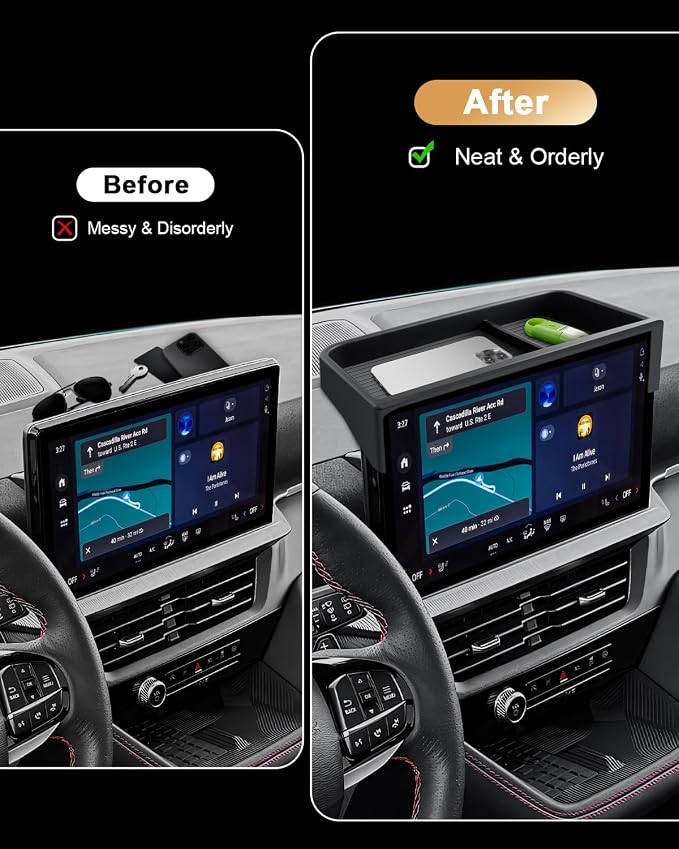 ECOZEN 2026 Explorer Dash Console Organizer - Behind Screen Organizer For 2025-2026 Ford Explorer(Active/ST-Line/Platinum/ST) Accessories - Dashboard Storage Behind Screen Center Console Organizer