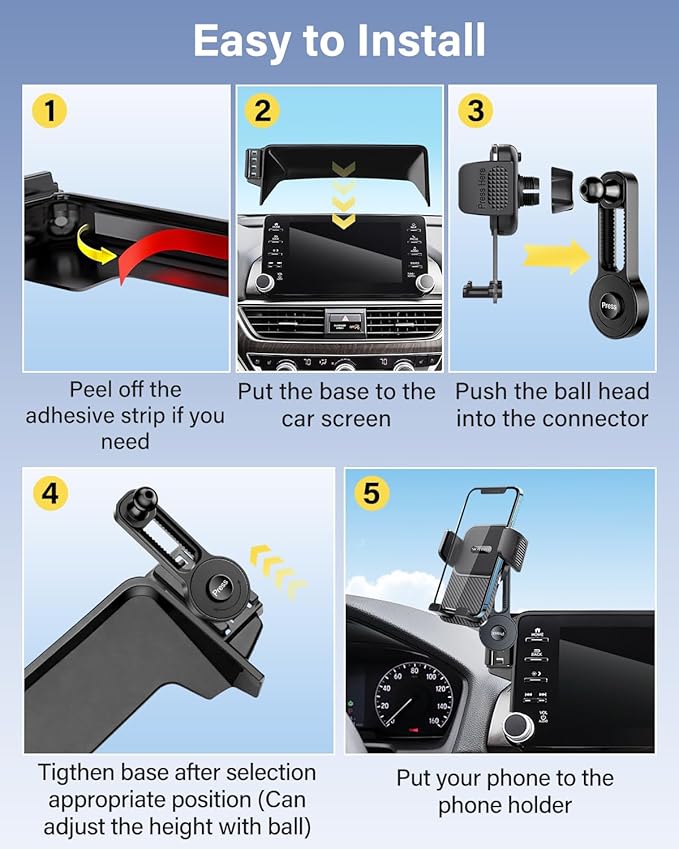 Phone Mount for 2022-2025 Chevrolet Chevy Silverado1500/GMC Sierra 1500 2500HD 3500HD Accessories 13.4-Inch Screen Fixed Clip, Automobile Cradles Car Phone Holder, Cell Phone Base Not Block Air Vent