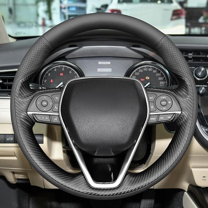 MEWANT Steering Wheel Cover for Toyota RAV4 2019-2024/Camry 2018-2024/Corolla 2020-2024/Avalon 2019-2022 Hand-Stitched Steering Wheel Wrap