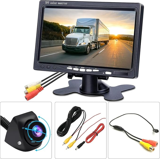 7 inch 1080P Vehicle Backup Camera Monitor Kit, Color TFT LCD Display HD Camera Rear View Reversing Parking Camera Waterproof for Car SUV Van Truck