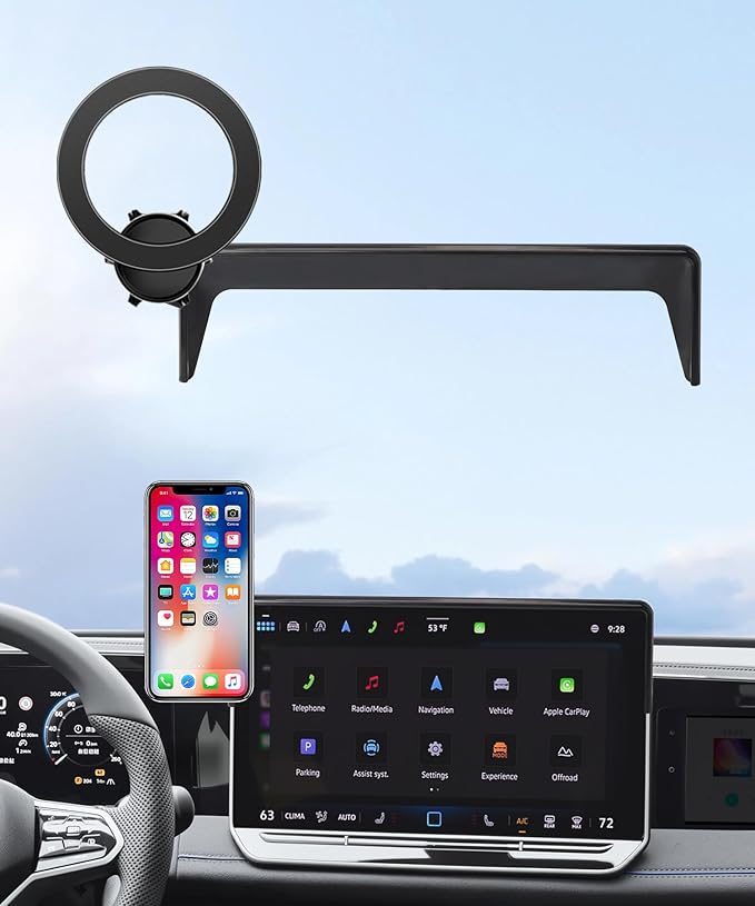 Car Phone Holder for Volkswagen VW Tiguan 2025-2026 Accessories 15-Inch Screen Fixed Clip, 360° Rotation Phone Mount Compatible with MagSafe, Does Not Affect Air Vent