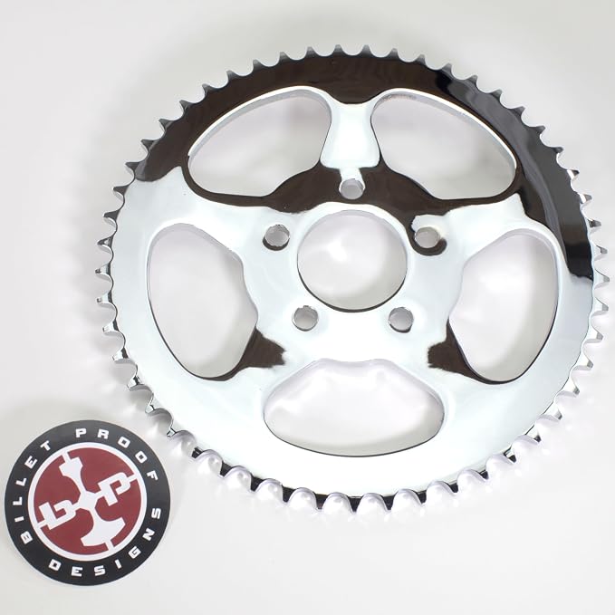 51 Tooth Belt-to-Chain Drive Conversion 5-Spoke Rear Chrome Sprocket with 9.8MM Offset for 2000+ Harley Sportster & Big Twin Softail, Dyna & Touring Models – Recommended for a 530 Chain – 2-1/4” ID
