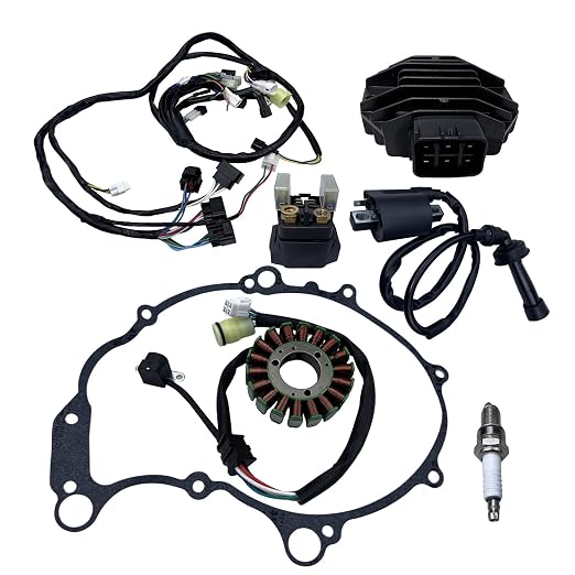 Main Electrical Wiring Wire Harness& Stator & Starter Relay Fits for Yamaha Raptor 660 660R 2002-2004 Replace Part NO.5LP-81410-02-00 5LP-82590-10-00