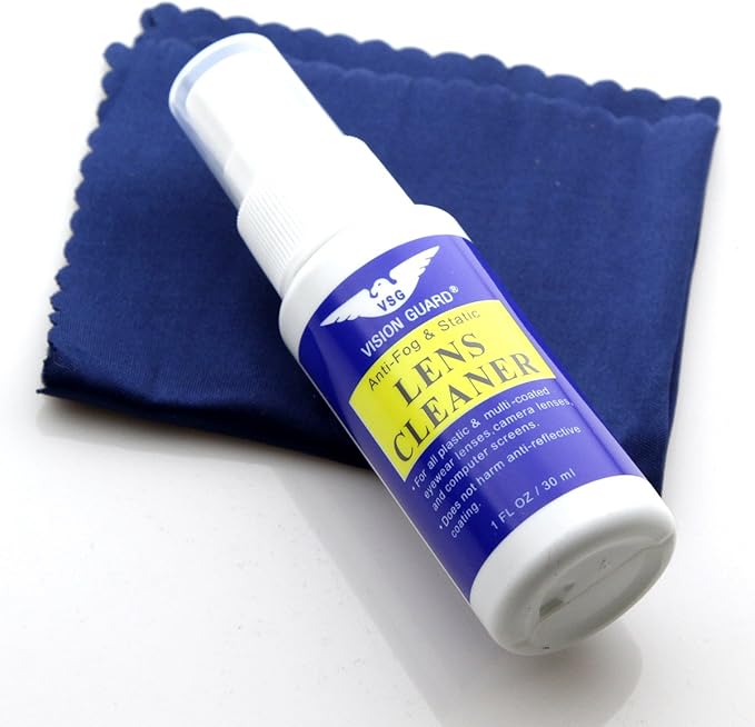 Vision Guard Anti-Fog & Static Lens Cleaner + Cloth (1oz Bottle)