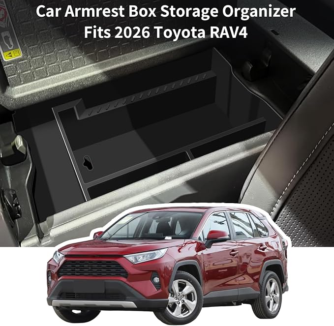 Center Console Tray Organizer Fits for RAV4 Accessories 2026 and 2026 RAV-4 Prime, Armrest Insert Container ABS Material Secondary Storage Box