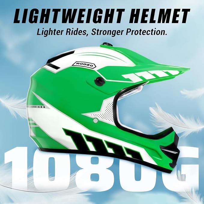 Youth Dirt Bike Helmet DOT Approved, Kids Motocross Full Face Helmet with Adjustable Goggles Riding Gloves & Storage Bag, Off-Road Sport Gear Set for Boys Girls ATV UTV