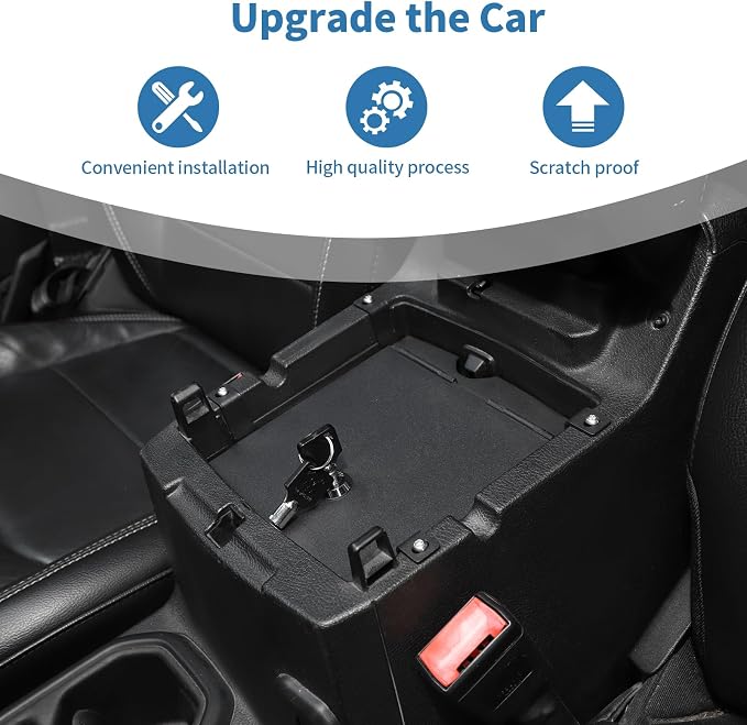 for Jeep JL Center Console Storage Safe Box with Key Lock for Jeep Wrangler JL JLU 2018+ for Gladiator JT 2020+ Black Interior Accessories 1pc