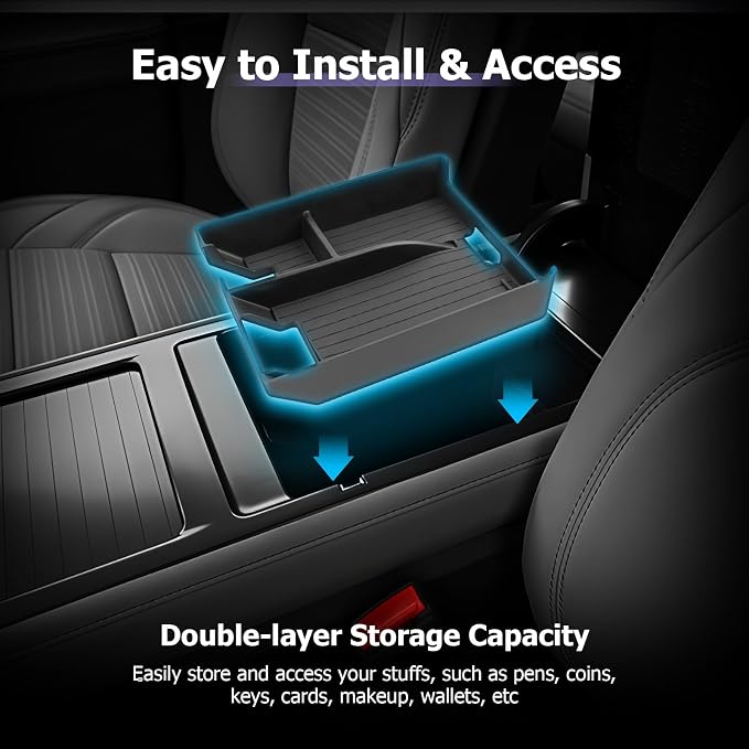 LUWU 2026 Lincoln Nautilus Center Console Organizer for 2025 2026 Lincoln Nautilus Accessories Armrest Storage Tray Armrest Console Storage Box Insert Tray ABS Material Black Coin Container