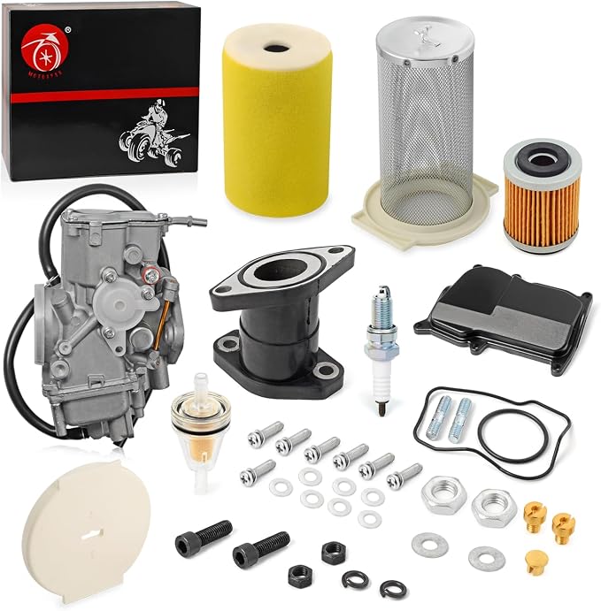Carburetor Carb and ir Filter & Guide & END CAP Kit Intake Manifold For YAMAHA 1987-1998 Big Bear 350 1987-1995 Moto 4 YFM350ER 1996-1998 Kodiak 400 YFM400FW